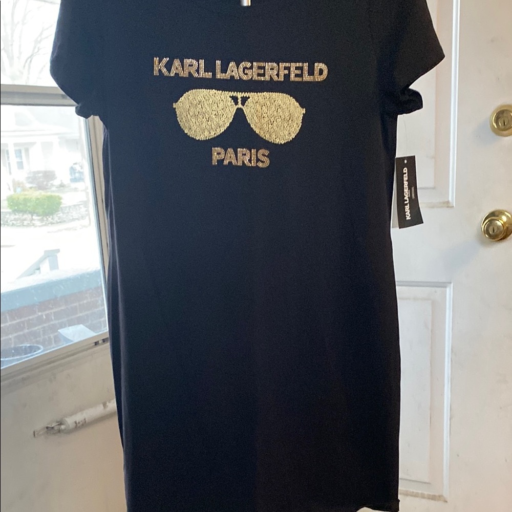 Karl Lagerfeld Black Dress with Gold Accents